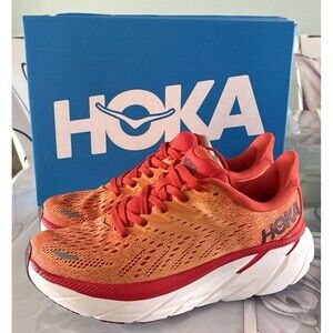 Hoka One One Clifton 8 FBOR Women's Athletic Sneaker Size 7 B Red Orange No Box